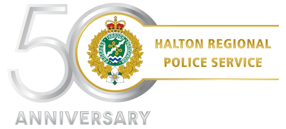 halton regional police services 50th anniversary logo.